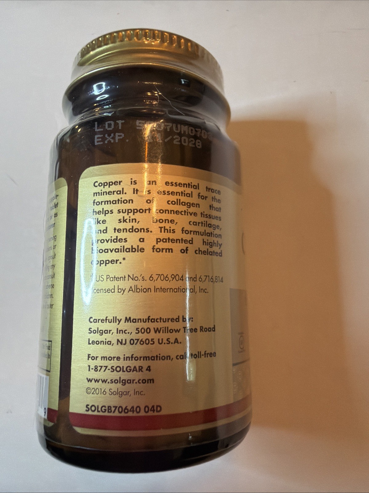 Solgar Chelated Copper 100 Tablets Exp 11/2028 New & sealed