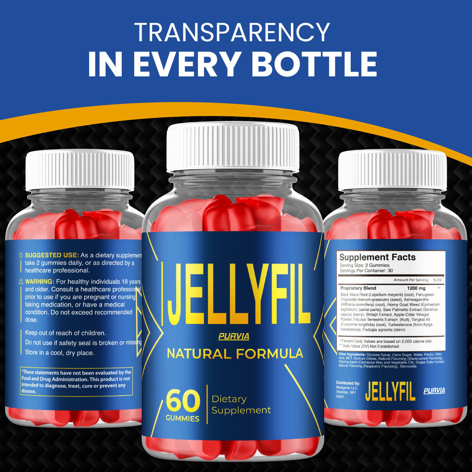 (5 Pack) Jellyfil Gummies For Men Jelly Fil Male Premium Supplements (300 ct)