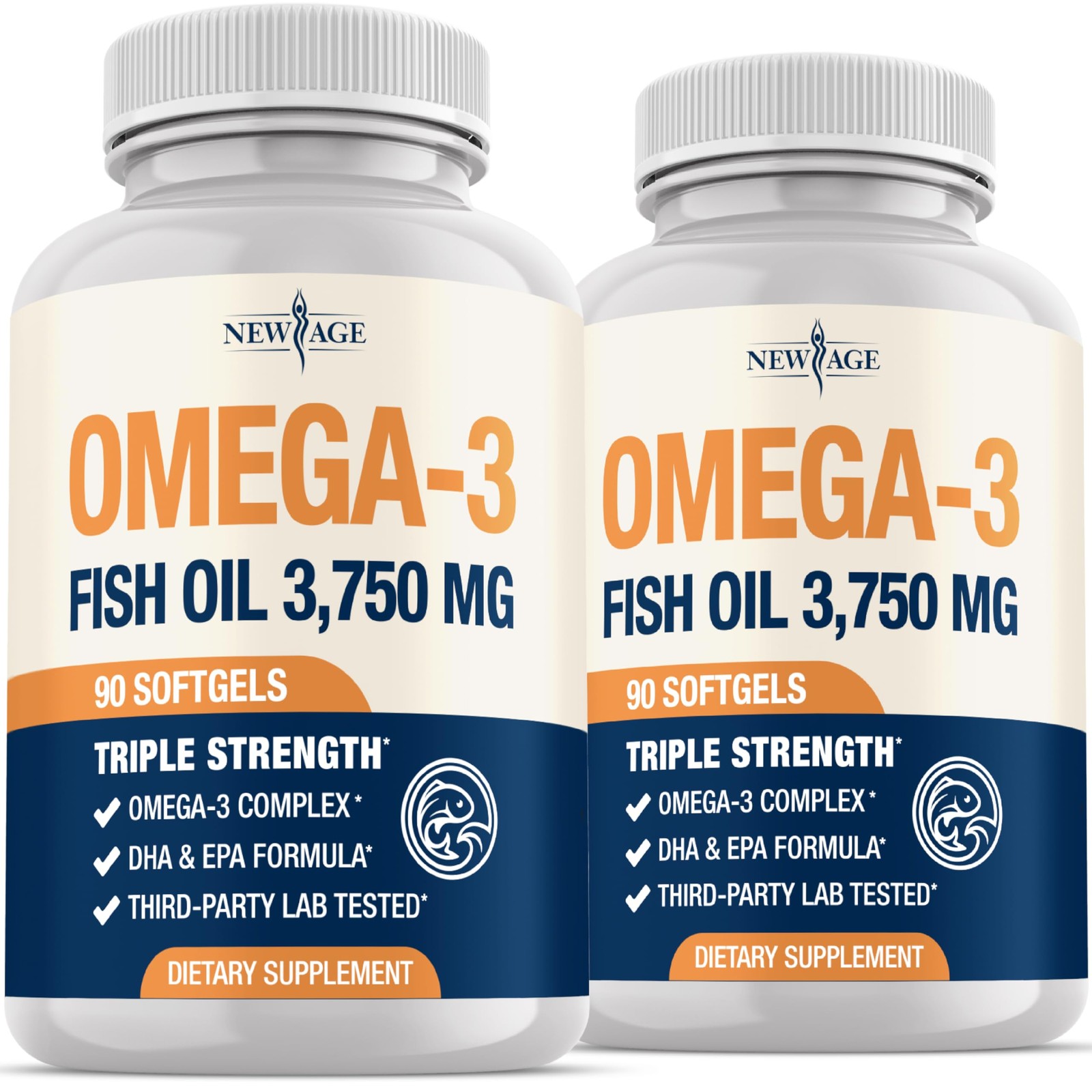Triple Strength Omega 3 Fish Oil 3750 mg – EPA & DHA – 90 Count (Pack of 2)