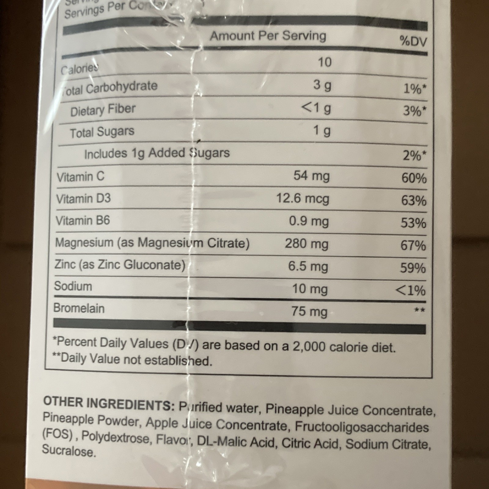 Allwise Magnesium Drink Liquid 280mg Pineapple 10pcs Non-GMO Gluten Dairy Free