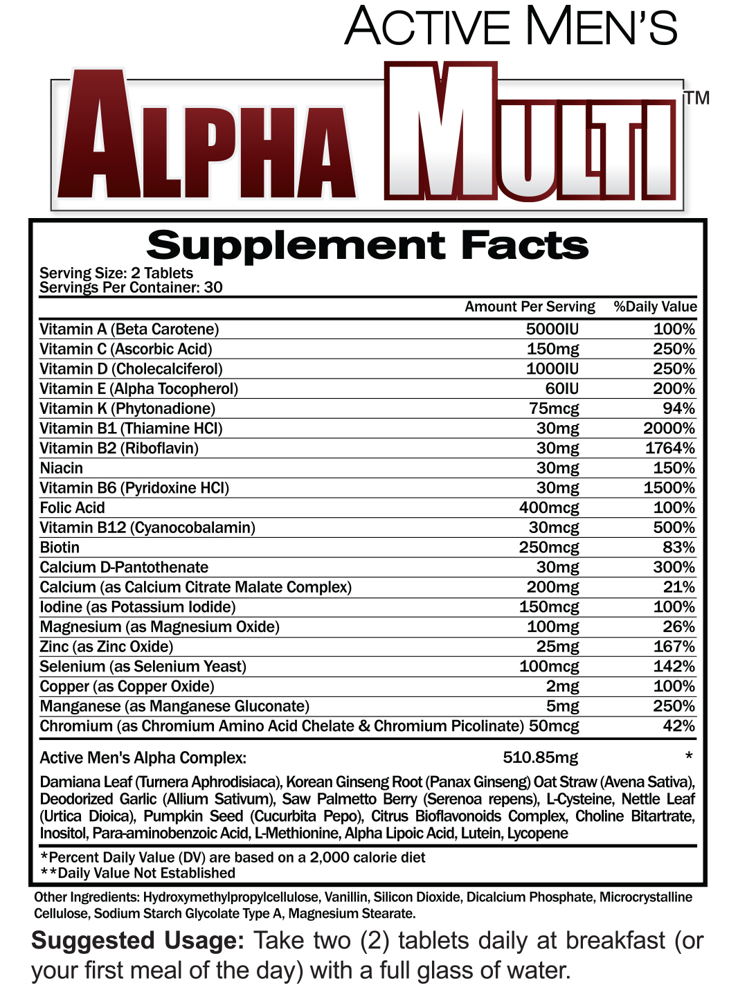 Complete One-A-Day Zinc Multivitamin for Men by Alpha-Multi | Prostate Support
