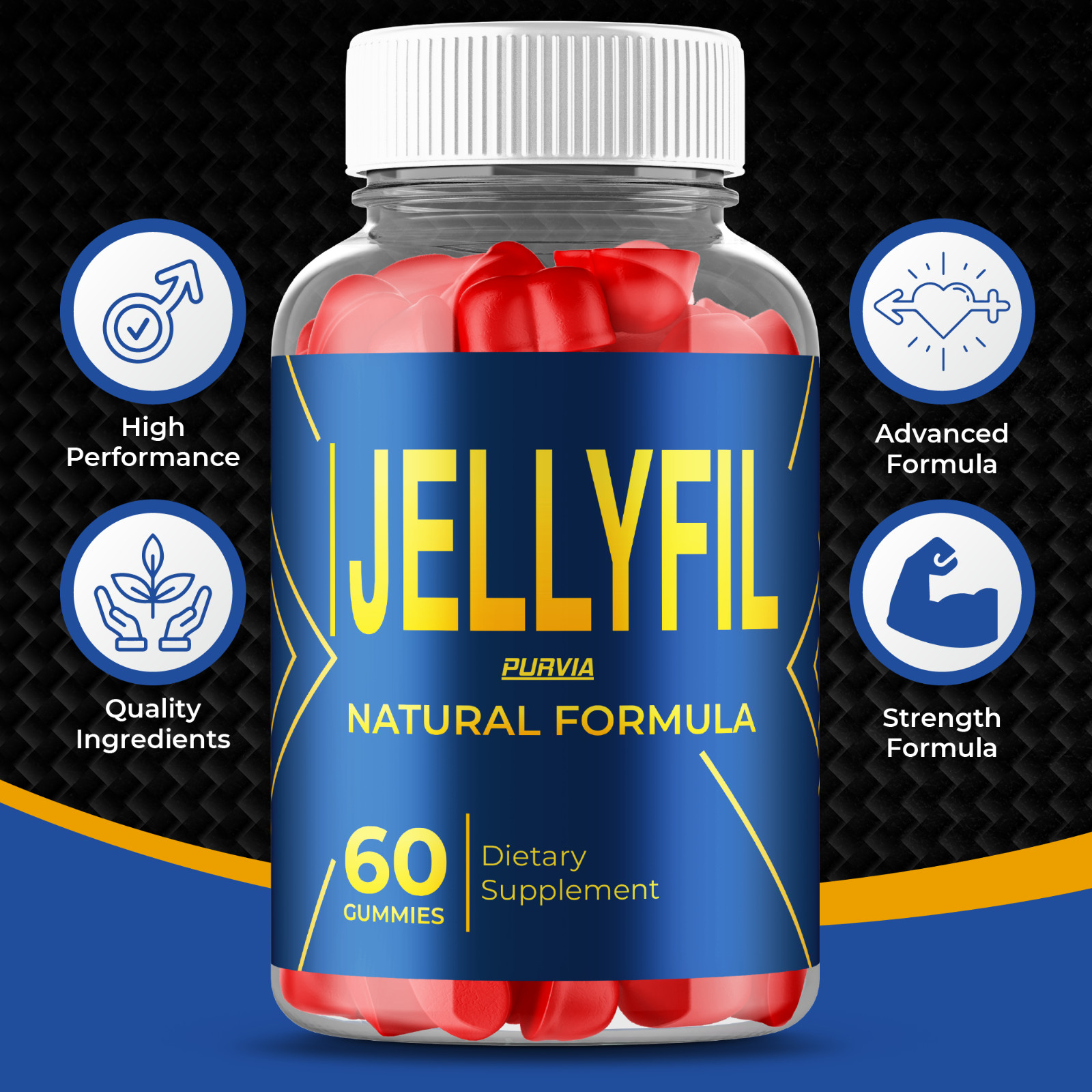 (5 Pack) Jellyfil Gummies For Men Jelly Fil Male Premium Supplements (300 ct)