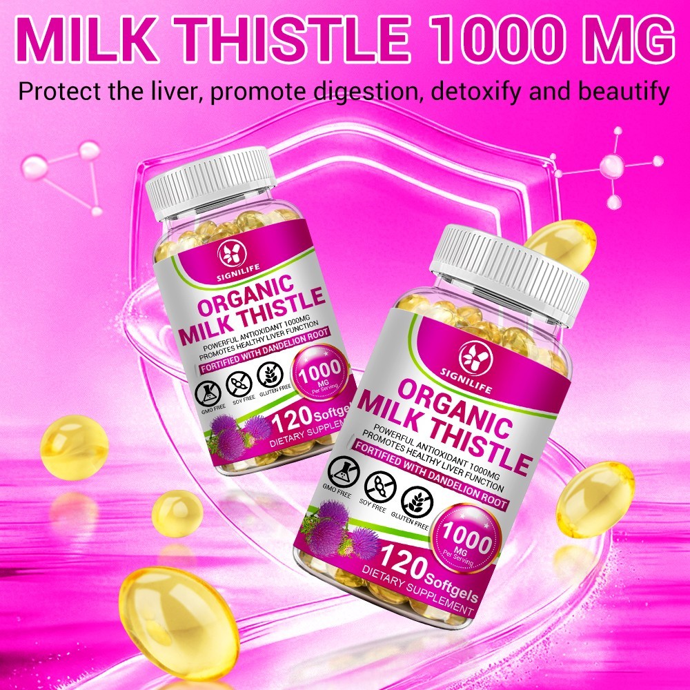 Milk Thistle Liver Cleanse Detox Herbal Liver Support Supplement 120 Capsules-