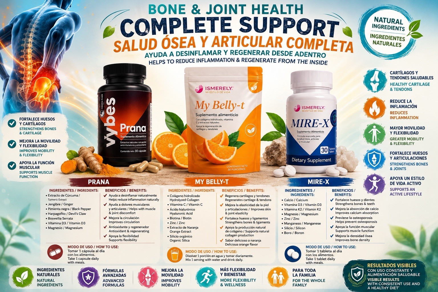 Ismerely 3 Pack My Belly-Prana dolor de articulaciones,ciatica, rodillas,cadera