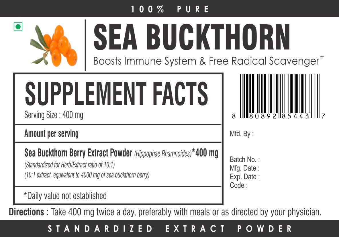 Sea Buckthorn 10:1 Extract Powder Omega 7 Rich Antioxidant Weight Loss Superfood
