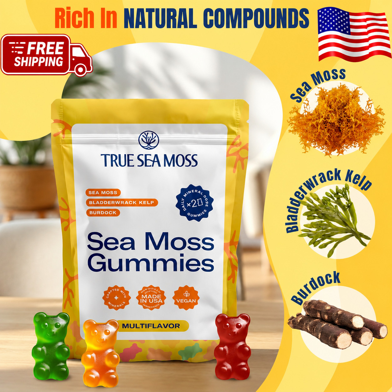 SeaMoss Gummies Sample – 1200mg Irish Sea Moss + Bladderwrack & Burdock Root