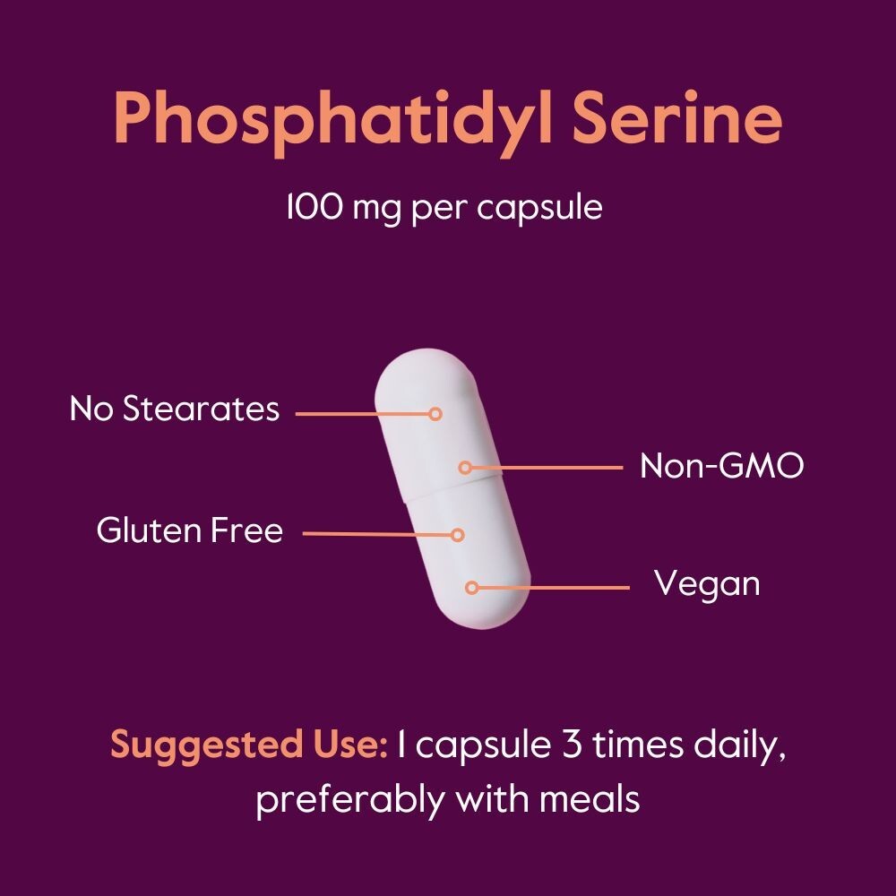 Phosphatidylserine 100mg (120 Vegetarian Capsules)-Vegan-Gluten Free-Non GMO