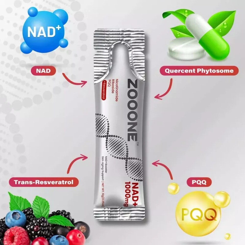 ZOOONE NR1000 NAD+ Berry Flavor Drink Mix Support Cellular Energy Antioxidant