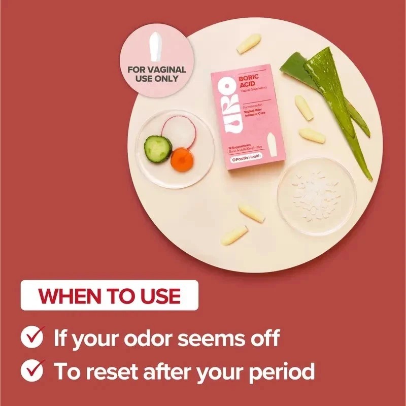 2 PACKS-NEW URO – Boric Acid Vaginal Support Acid & Aloe For Vaginal Odor+12 Ct