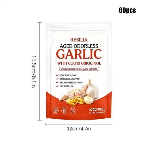 (2 PACK) Aged-Resilia Garlic Extract 600mg Softgels (120 Count)