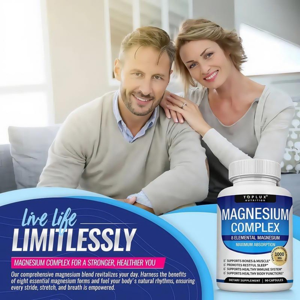 LUXRY Toplux 8-in-1 Magnesium Complex 1kmg – Bone Health&Muscle Recovery,Vegan