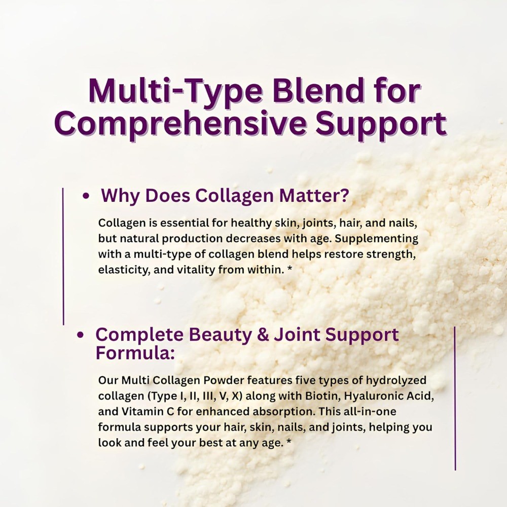 Micro Ingredients Multi Collagen Peptides Powder – Type I II III V X Unflav