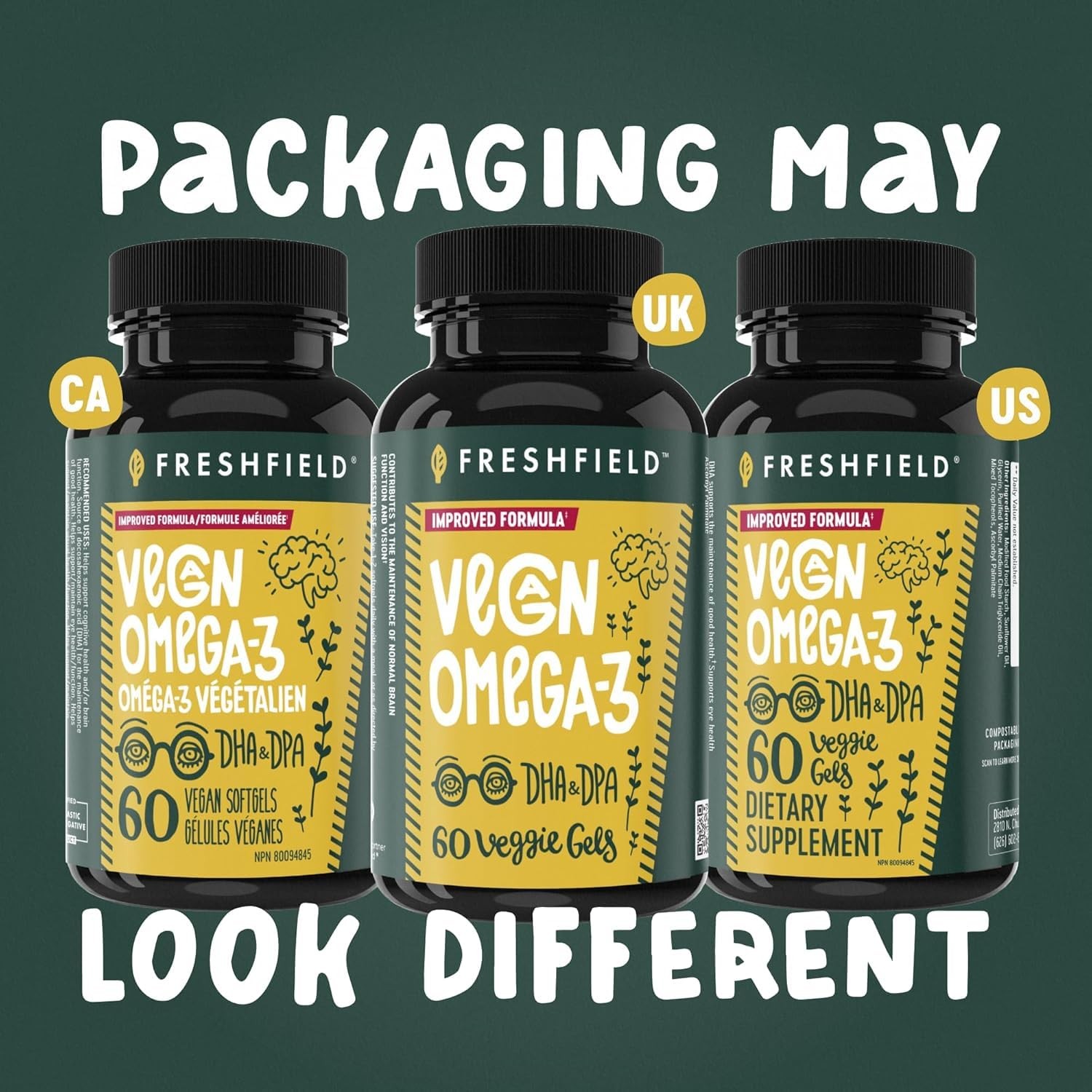 Freshfield Vegan Omega 3, Algae Algal Oil, Fish Oil Free Company, Third Party…