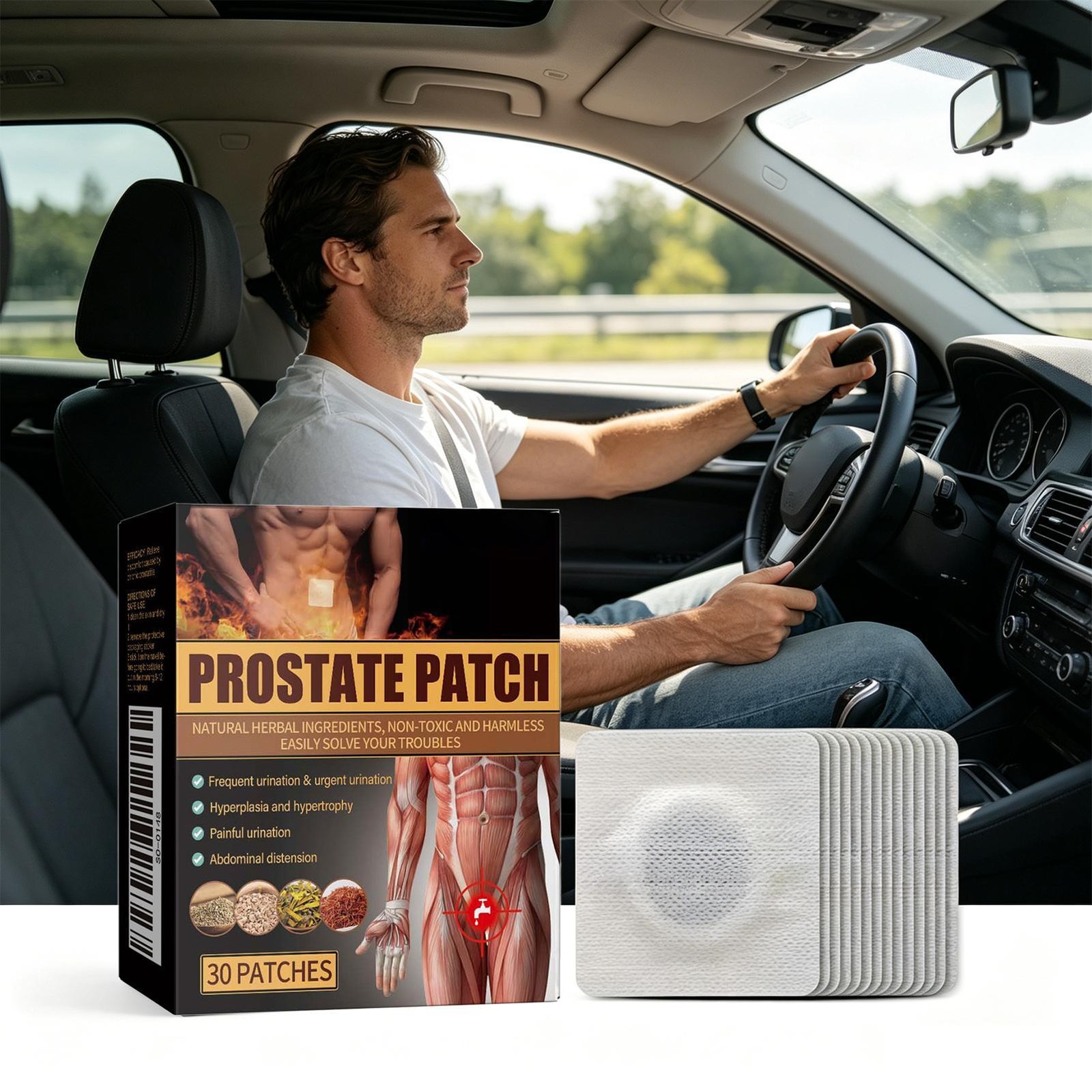 30 Pieces Men’s Prostate Care Patch，Natural Urinary Strength Daily Support