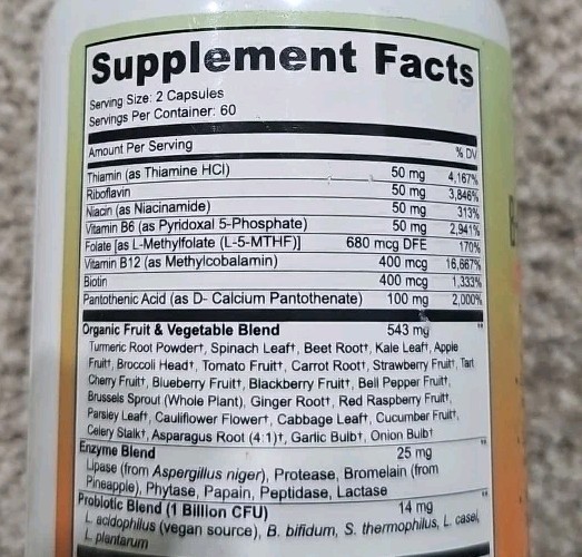 MoxyVites Vitamin B Complex – B Vitamins Whole Food Supplement B12 Methylcoba…