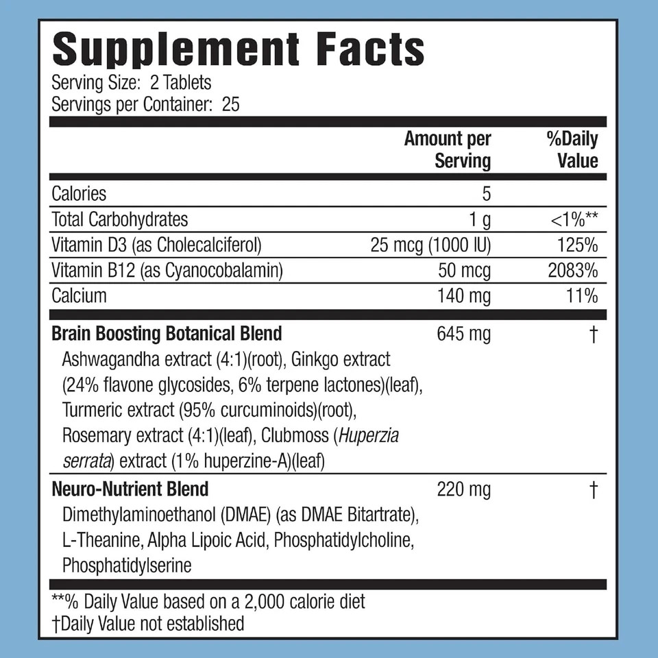 Applied Nutrition Healthy Brain All-Day Focus 50 Tabs Each (Pack of 3)