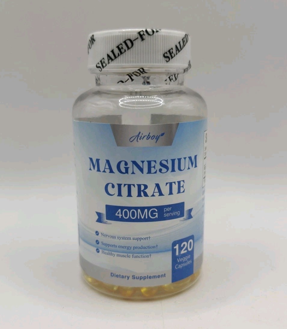 Airboy Magnesium Citrate 400mg 120 Capsules EXP 10/2026 Nervous System Muscle