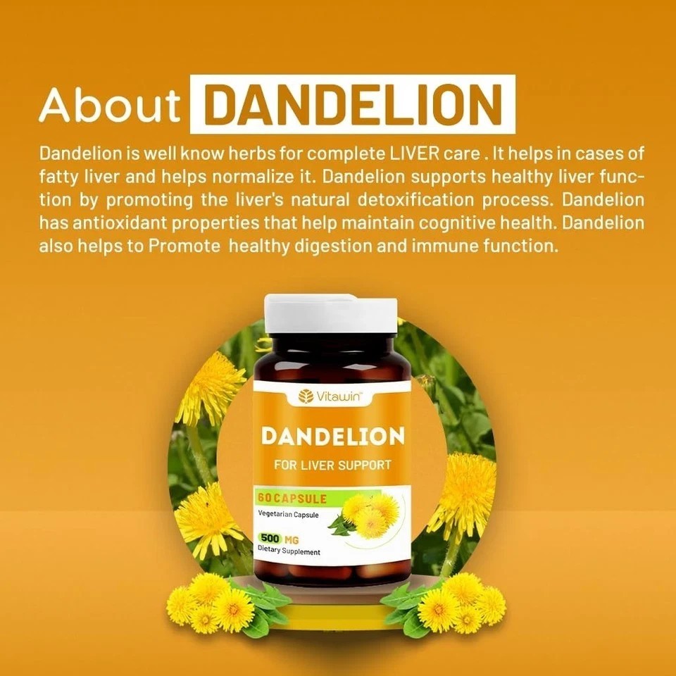 Vitawin Dandelion Capsules – Ultimate Health and Nutrition – 60 Capsule s347