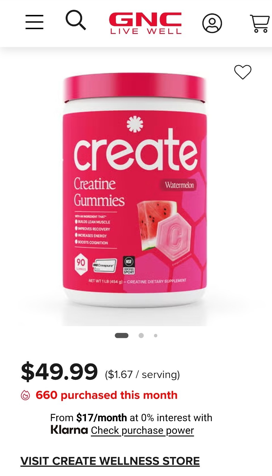 BUY 1, GET 1 FREE!! CREATE Creatine Gummies/Men & Women/Focus,Strength,Endurance
