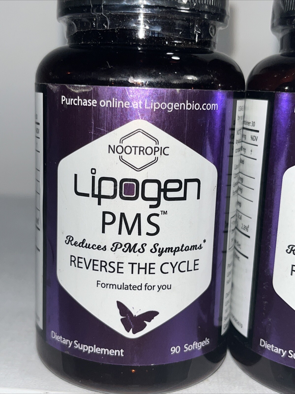 2 Sealed Lipogen PMS Supplement, 90 Caps Each, Slightly Damaged Outer Packaging