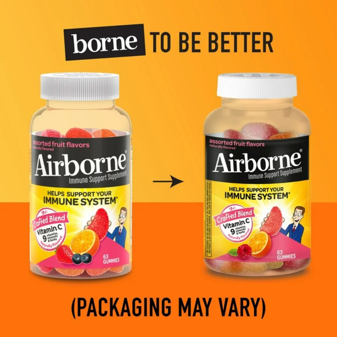 Airborne 750 mg Vitamin C Immune Support Gummies 63 Count Assorted Fruit Flavor