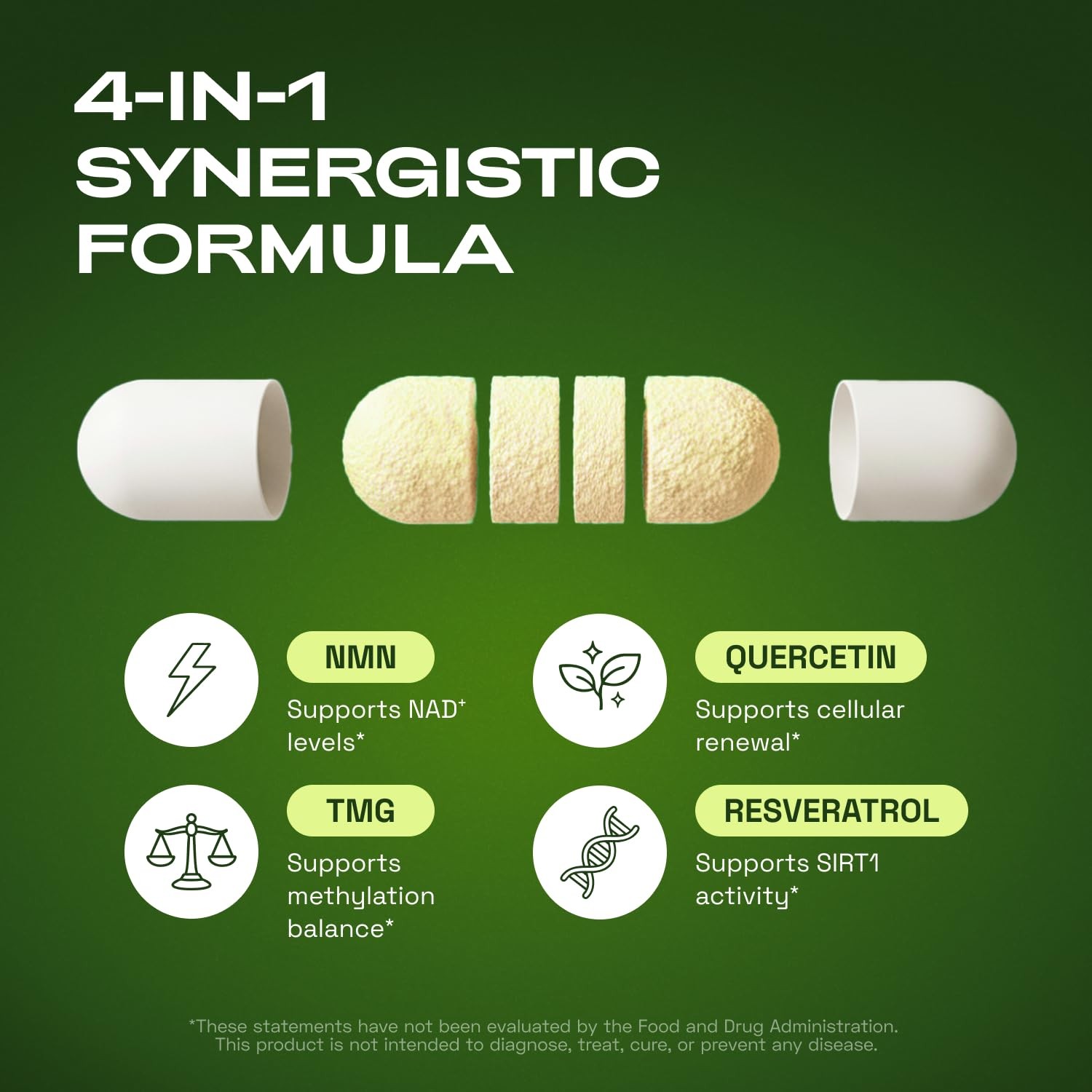 Cata-Kor NMN Supplement – 4-in-1 NAD Supplement with Quercetin TMG Resveratrol