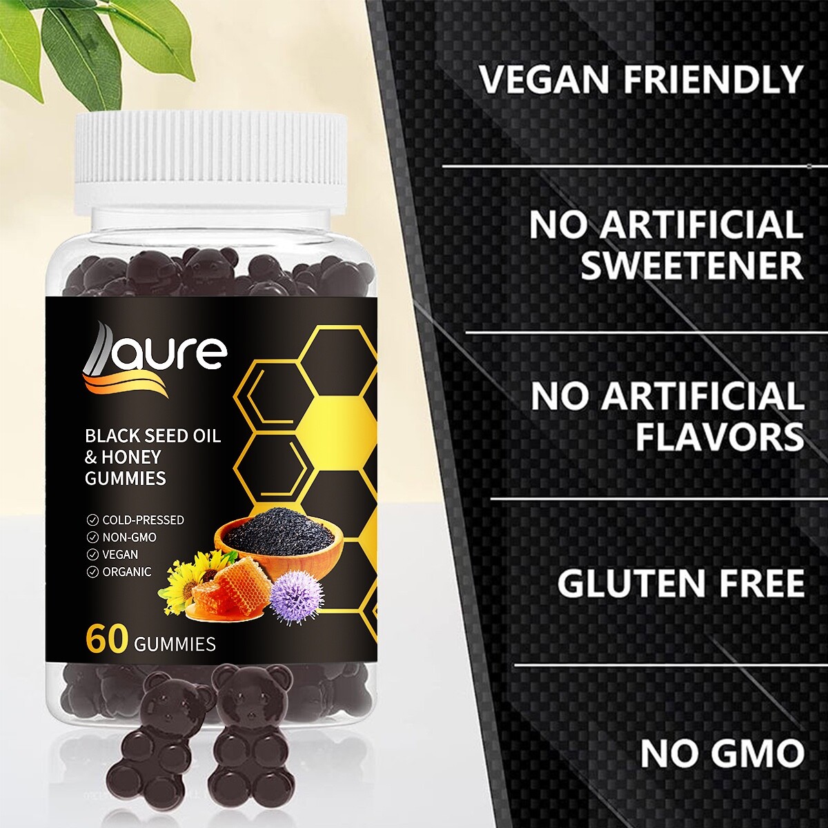 Black Seed Oil & Honey Gummies W/ 2%+ THYMOQUINONE | Nigella Sativa Seeds| Su…