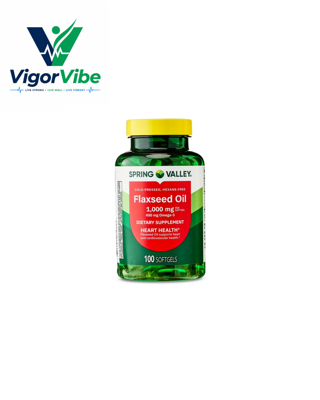 Spring Valley Flaxseed Oil Softgels Dietary Supplement, 1,000 mg, 100 Count