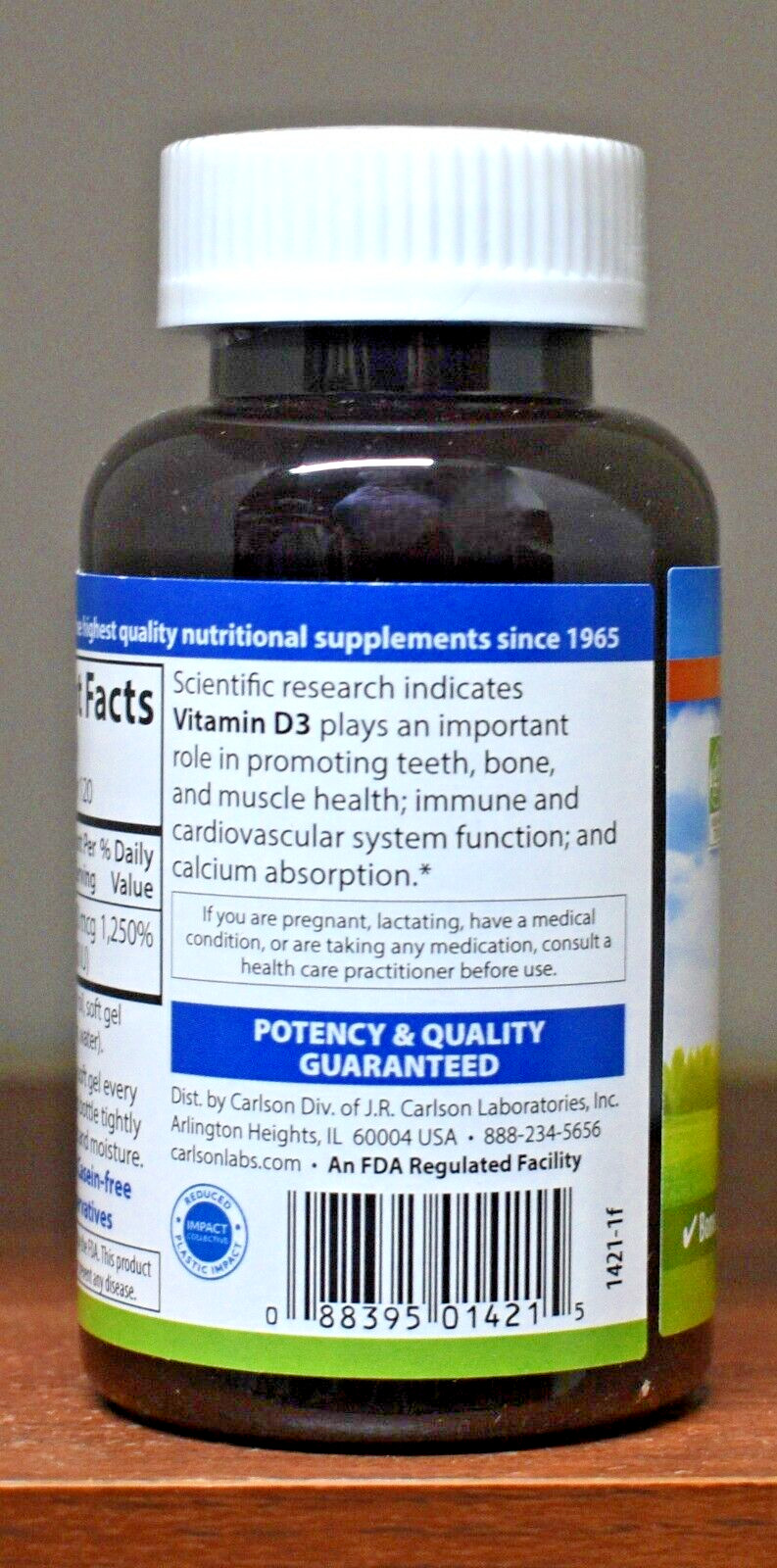 Carlson Vitamin D3 250mcg (10,000 IU) 120 Soft Gels 250 mcg Vitamin D 10000IU