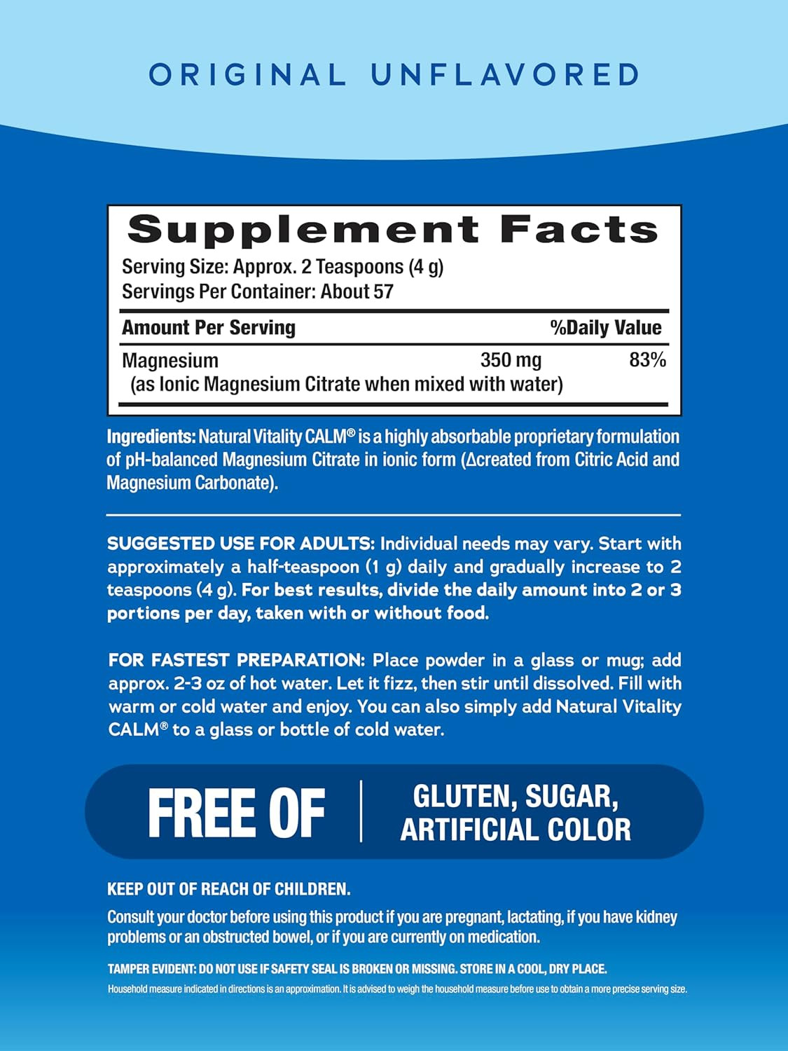 Natural Vitality Calm Magnesium Powder | 8oz Unflavored | 3-Pack | EXP 10/2027