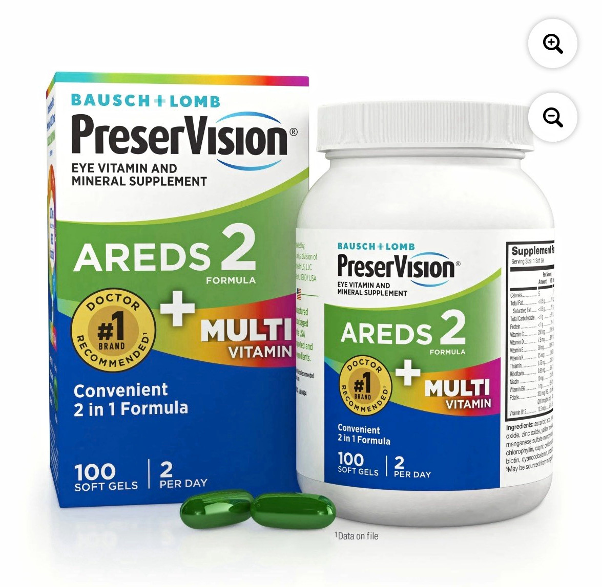 PreserVision AREDS 2 2-in-1 Eye Health Multivitamin 100 Softgels 2/Day
