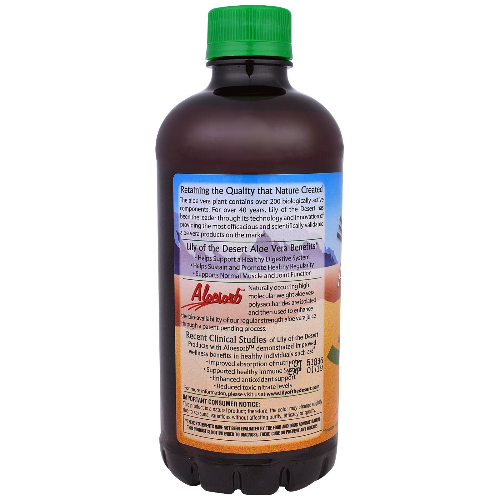 Lily of the Desert Aloe Vera Gel Whole Leaf 32 fl oz 946 ml Kosher