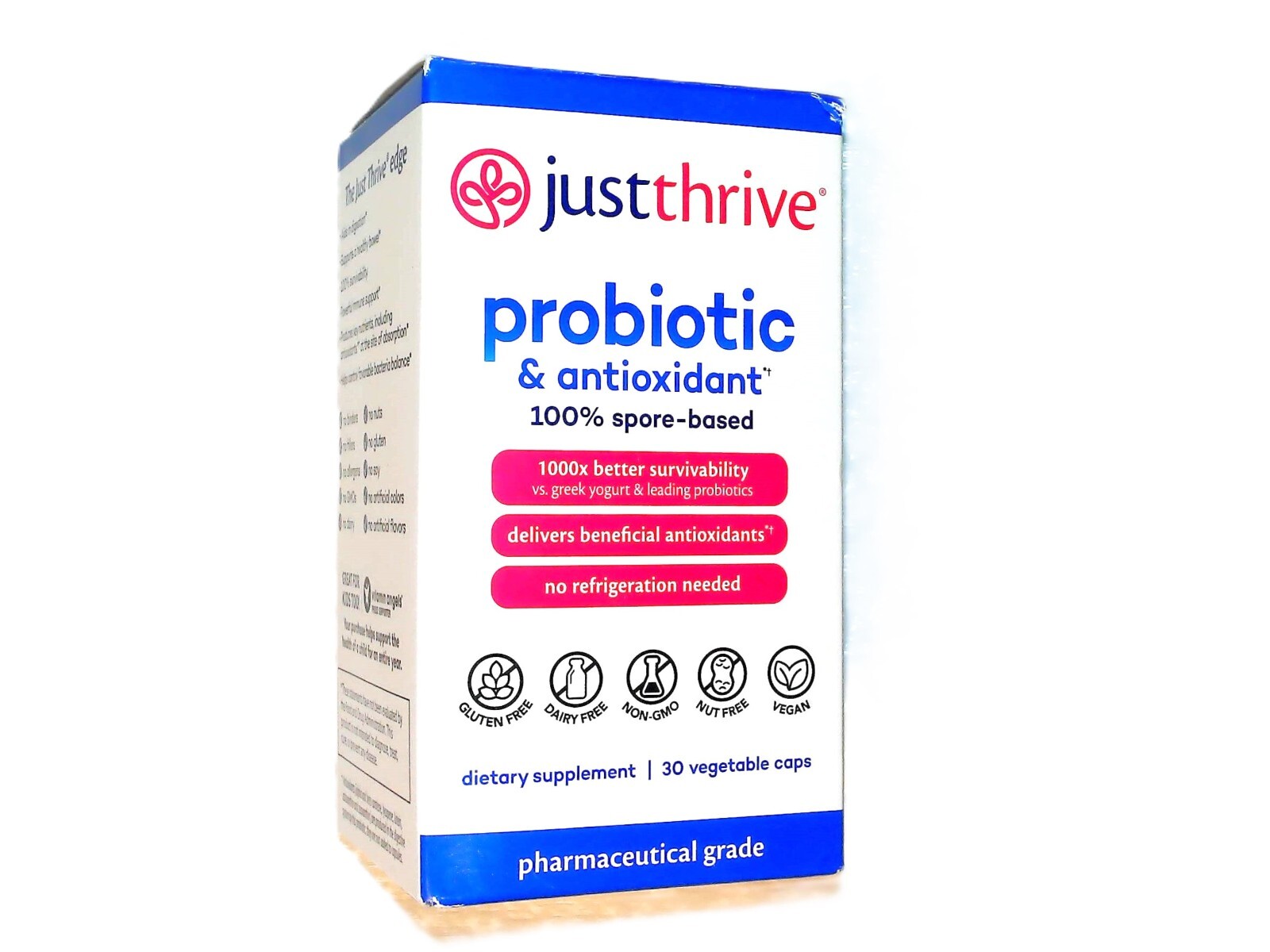 JUST THRIVE PROBIOTIC & ANTIOXIDANT 30 VEGETABLE CAPS 12/2024 +