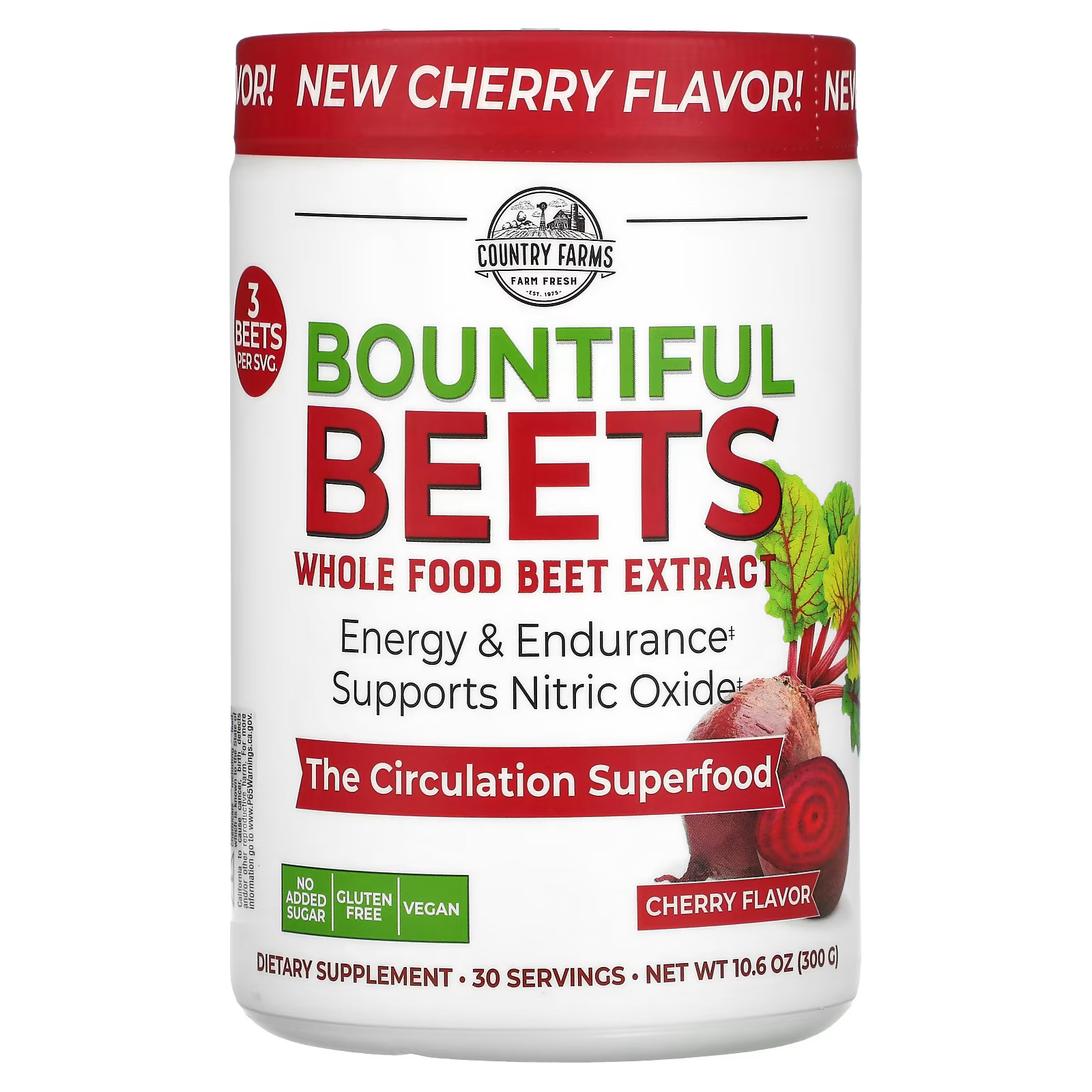 2 X Country Farms, Bountiful Beets, Whole Food Beet Extract, Cherry, 10.6 oz (3