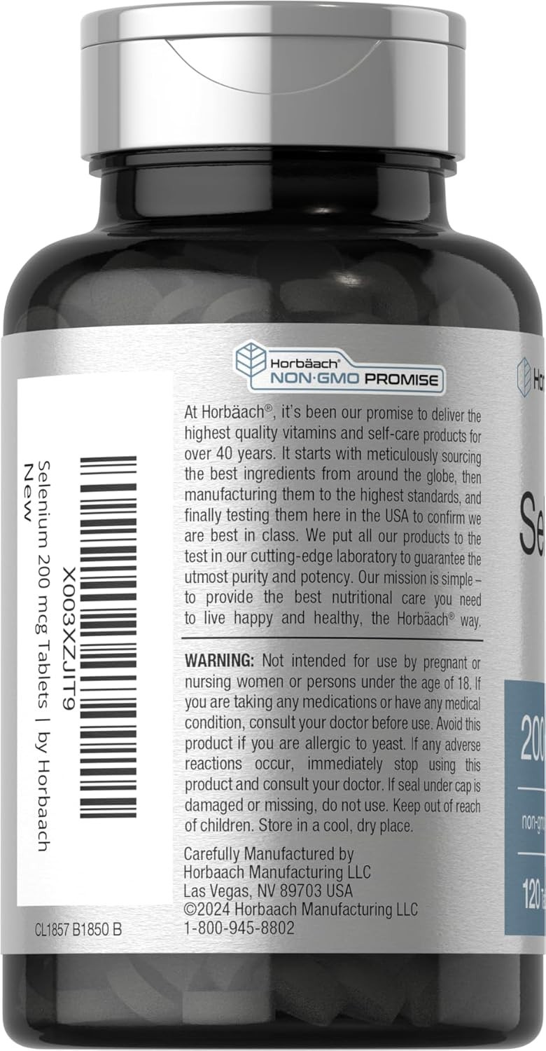 Selenium Supplement 200Mcg for Women and Men| 120 Tablets | Non-Gmo and Gluten F