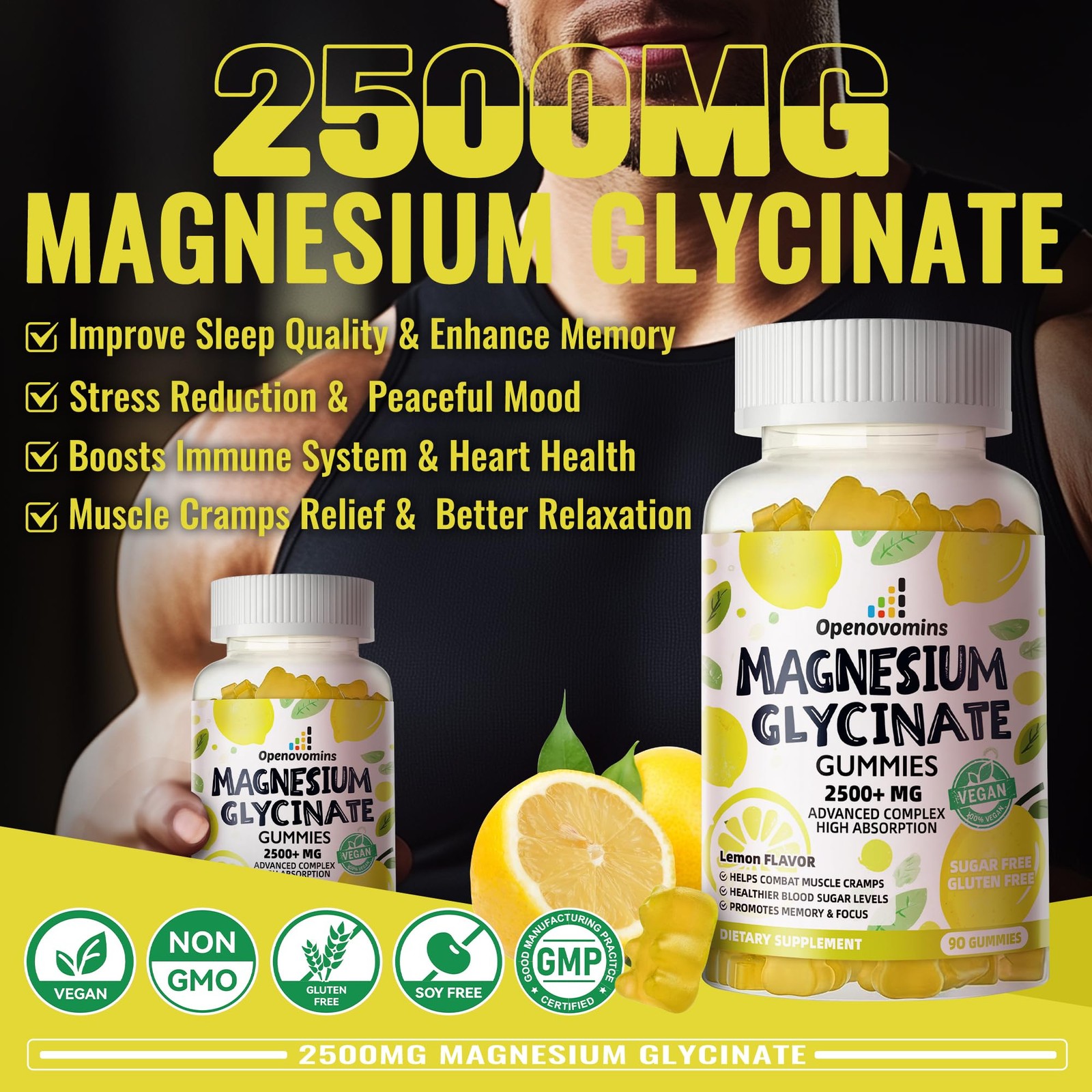 Magnesium Glycinate Gummies 2500mg – Sugar Free Potassium…