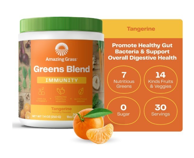 Amazing Grass Greens Blend Immunity Tangerine Powder 30 Servings 7.4 oz