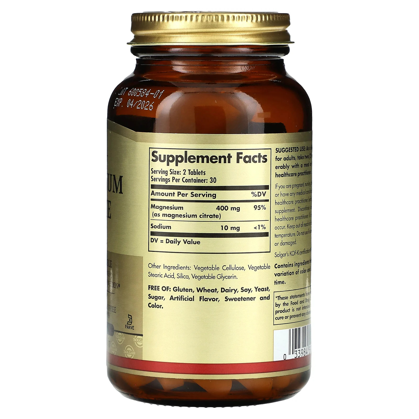 Magnesium Citrate, 60 Tablets (200 mg per Tablet)