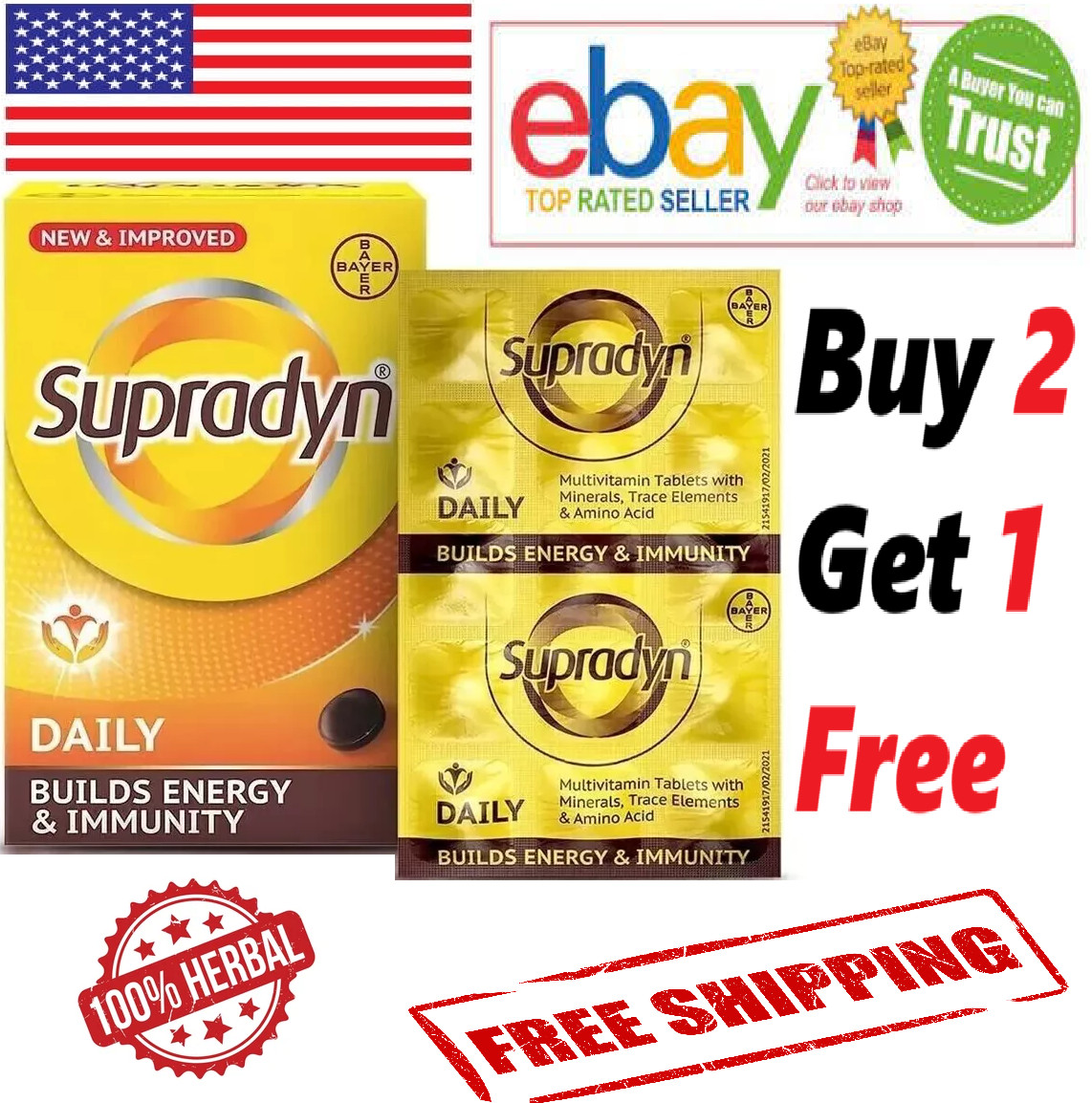 Supradyn Daily Multivitamin 60 Tabs For Immunity & Energy (Free Ship)