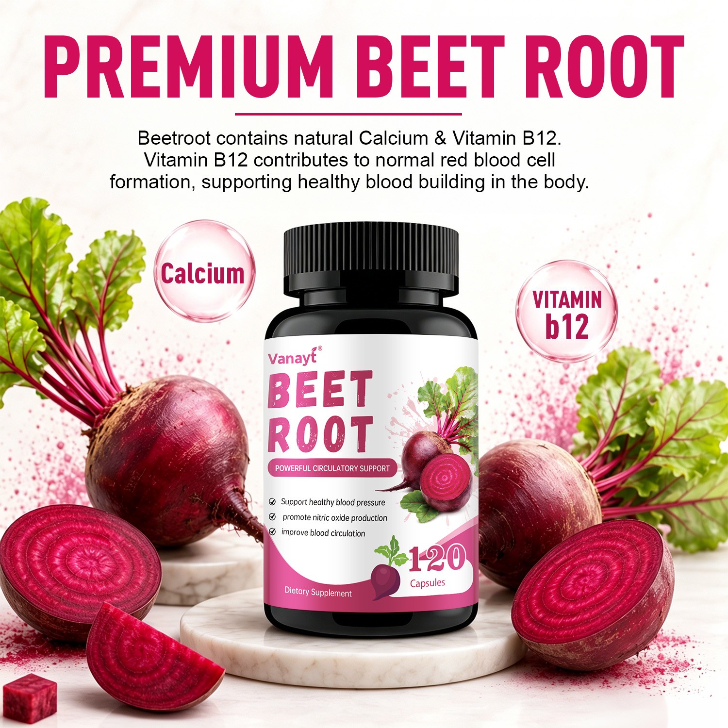 Beet Root Capsules Nitric Oxide Support Heart BP Circulation Energy Supplement