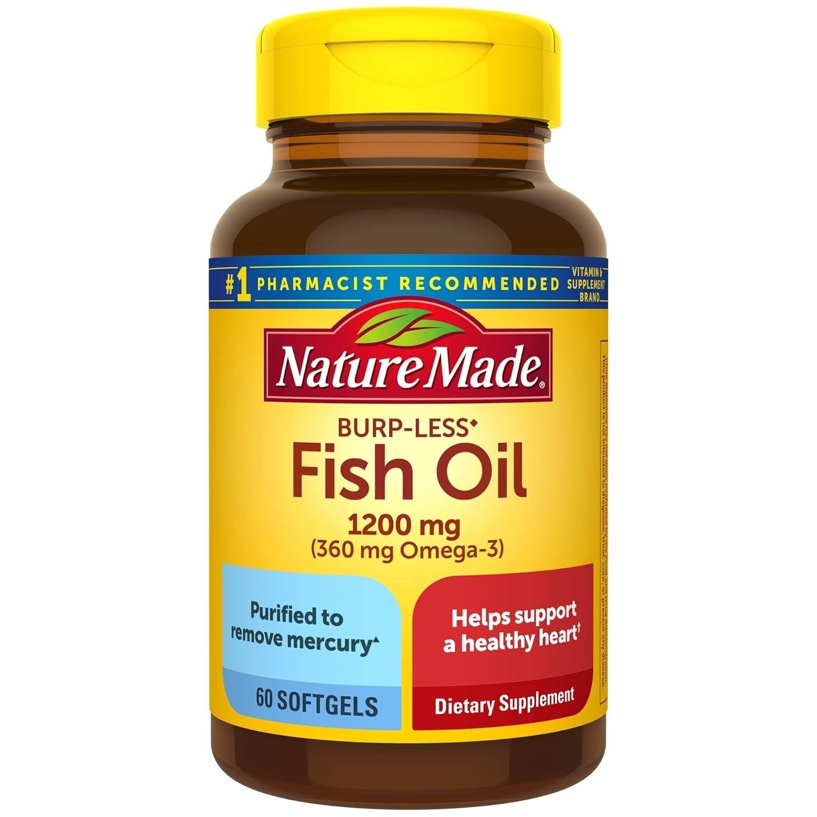 Nature Made Fish Oil Omega 3 Supplements, 1200mg Softgels, 100 Count