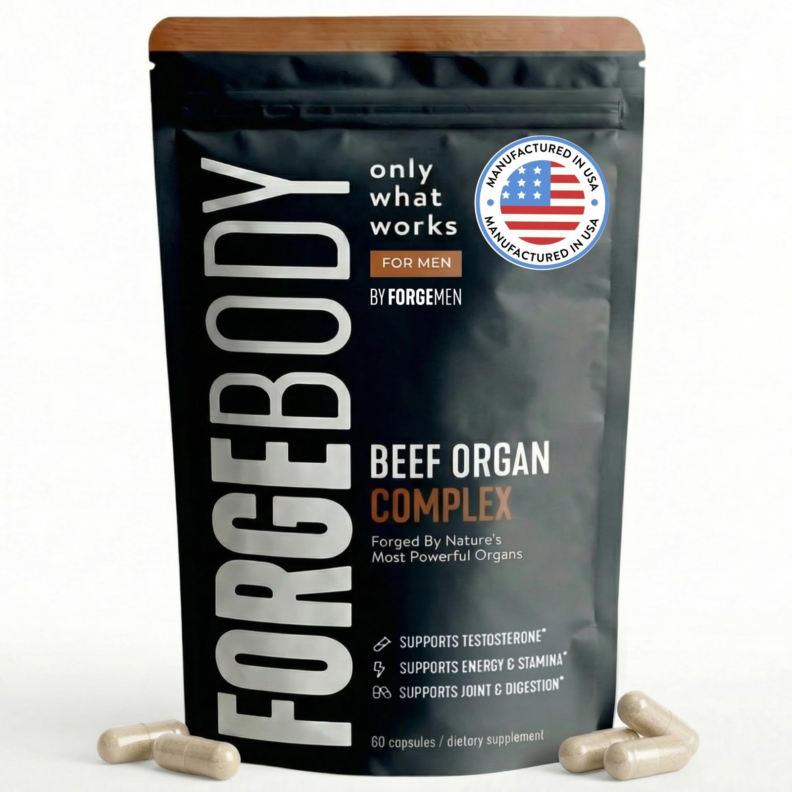 FORGEBODY® Beef Organ Capsules Brain Support 1 Month Non-gmo Grass Fed Blend