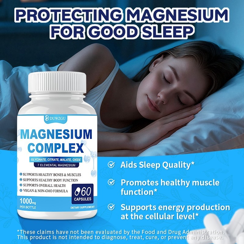 Magnesium Complex Supplement With Glycinate Citrate Vegan Non-GMO 90 Capsules