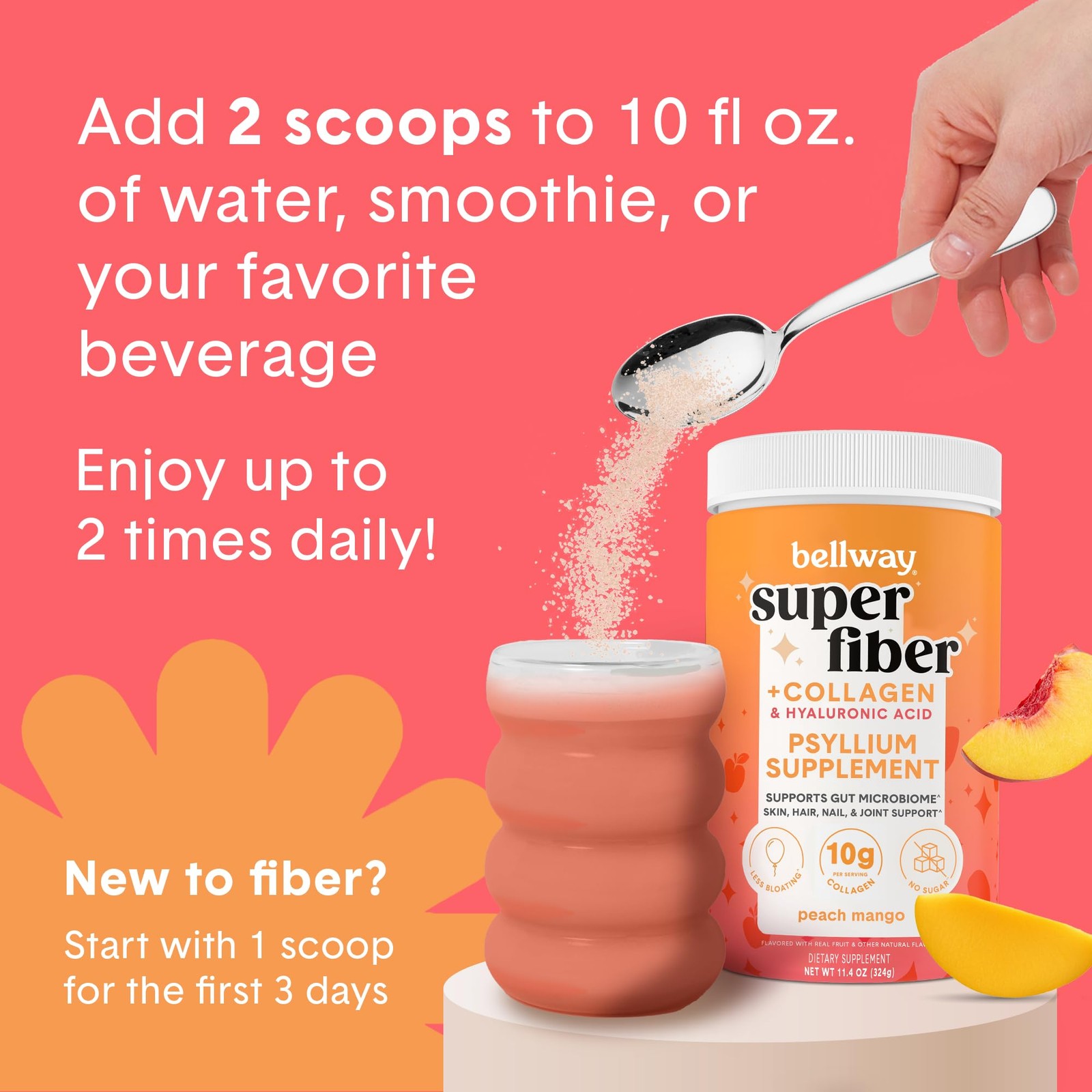 Bellway Super Fiber Powder + Collagen, Sugar-Free 11.4 Ounce (Pack of 1)