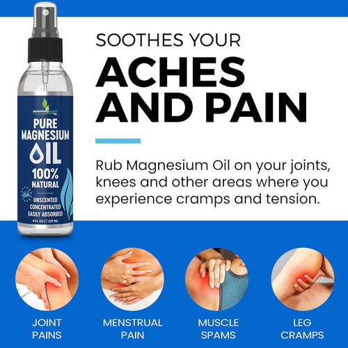 Pure Magnesium Oil Spray 8oz – Topical 8 Ounce (Pack of 1)