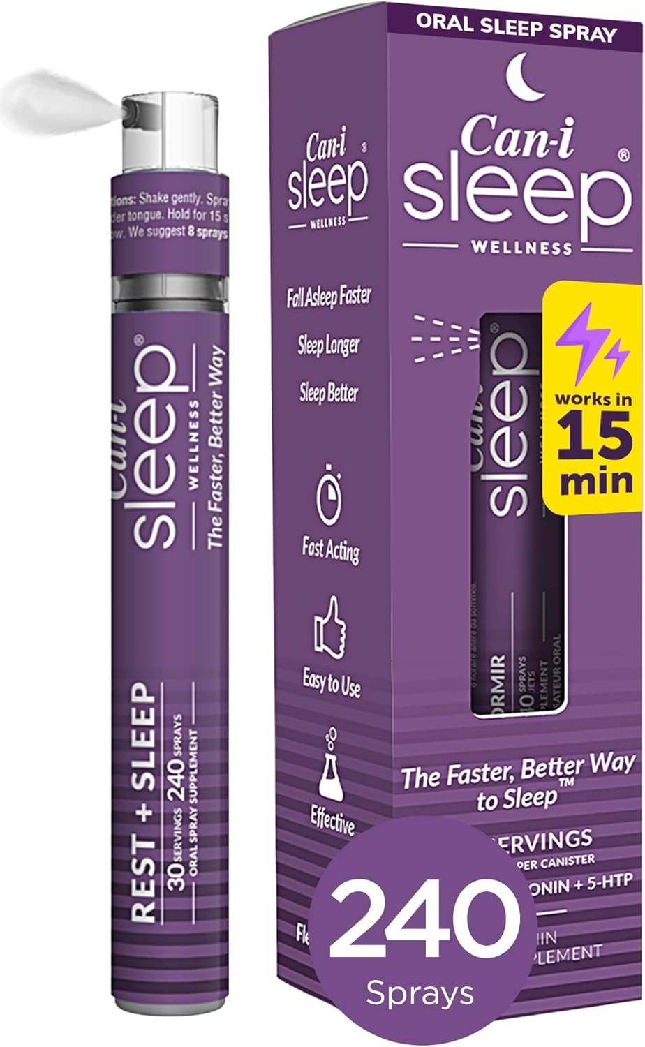 Fast-Acting Sleep Spray with Melatonin, GABA & 5-HTP – Natural Oral Sleep Aid to