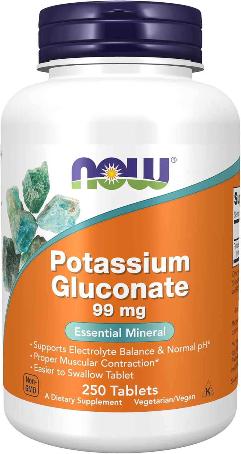 NOW Supplements, Potassium Gluconate 99Mg, Easier to Swallow, Essential Mineral