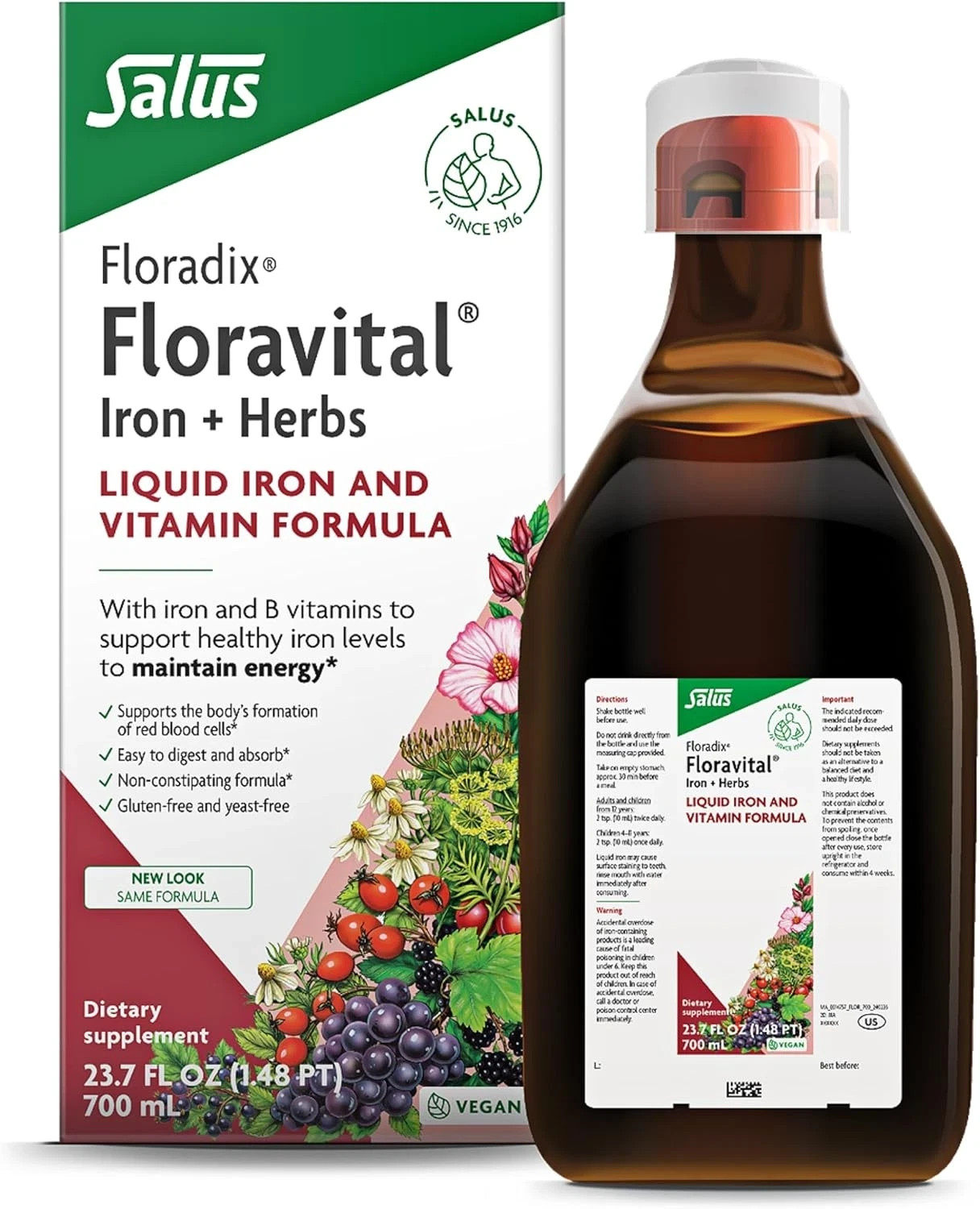 Floradix Floravital Iron + Herbs, 23 Fl Oz – Energy, Blood Support -Exp 10/28