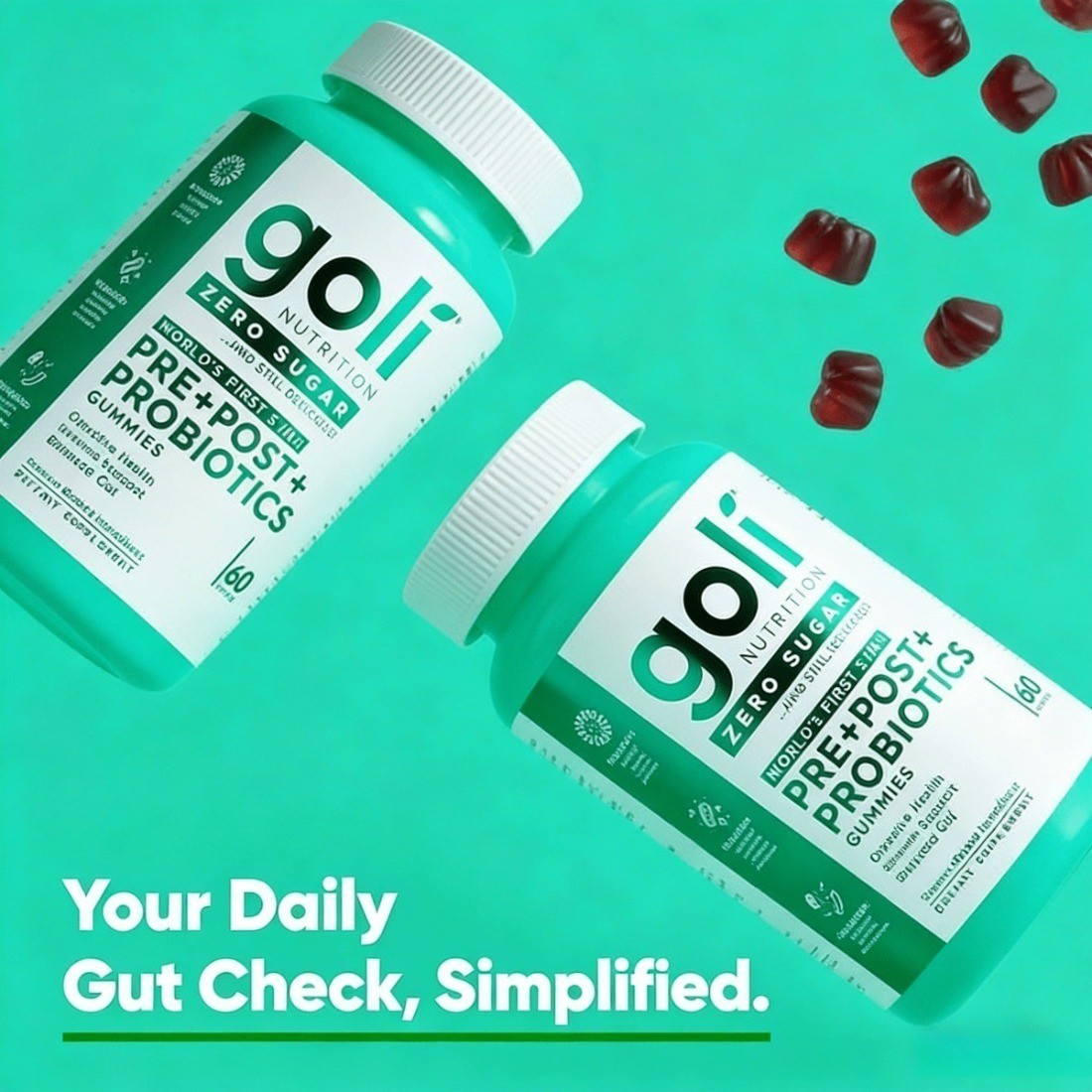 Goli 3 in 1 Pre Pro Postbiotic Gummies Zero Sugar Microbiome Support