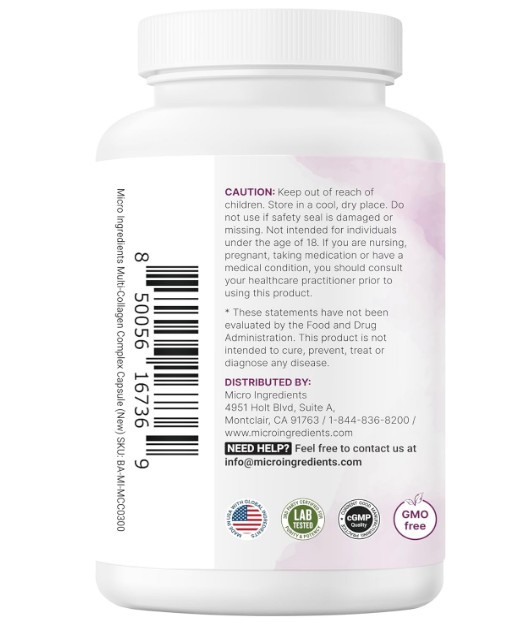 Micro Ingredients Multi Collagen Pills for Women & Men, 240 Capsules++